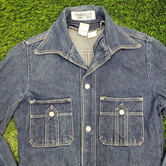 Vintage 80s Wrangler Jacket XS 17x29 Dark-Wash - Picture 3 of 12
